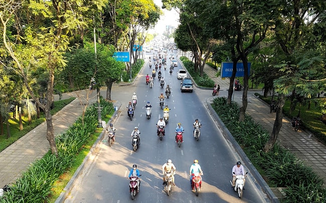 Con đường đông đúc tại Sài Gòn